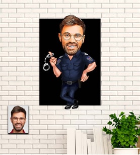 Kişiye Özel Polis Temalı Karikatür Ahşap Tablo