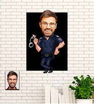 Kişiye Özel Polis Temalı Karikatür Ahşap Tablo