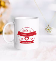 BK Gift Kişiye Özel Sevgililer Günü Kupa ve Çift İsimli Papatya Kolye-55 (Model 1)