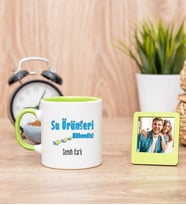 Su Ürünleri Mühendisi Yeşil Kupa Bardak ve Yeşil Mini Fotoğraf Çerçevesi