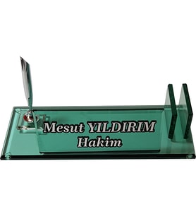 Masalık Büro Ofis Kalemlik M186 YESIL SLV Masa İsimliği
