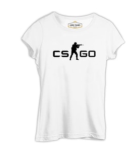Counter Strike - CS Logo Beyaz Kadın Tshirt