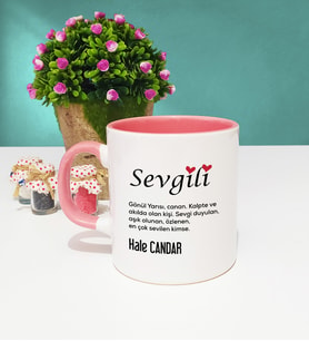 Sevgililer Günü Hediyesi Sevgili Tasarımlı Kişiye Özel Sevgililer Günü Hediyesi Kupa Bardak Pembe