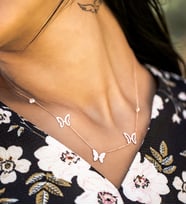 Papatya Silver 925 Ayar Rose Kaplama Gümüş Kelebek Kolye