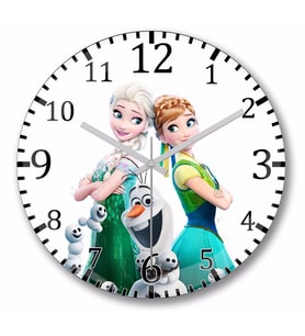 Elsa Frozen Fever Anna Olaf Duvar Saati Bombeli Gercek Cam