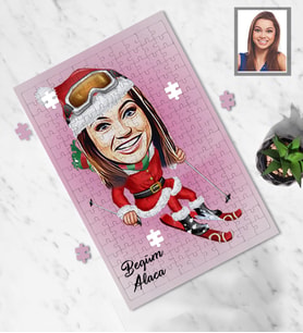 Kişiye Özel Yılbaşı Bayan Karikatürlü 99 Parça Puzzle Model-9
