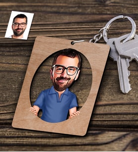 BK Gift Kişiye Özel Bay Karikatürlü Ahşap Anahtarlık