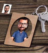 BK Gift Kişiye Özel Bay Karikatürlü Ahşap Anahtarlık