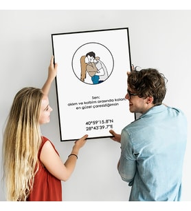 Kişiye Özel Çizgisel Karikatür Minimal Tasarım Kanvas Tablo