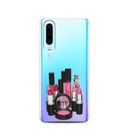 Makyaj Tasarımlı Süper Şeffaf Silikon Telefon Kılıfı Huawei P30  