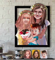 BK Gift Kişiye Özel 3 Kardeş Karikatürlü 3D Ahşap Tablo-4 (Beyaz)