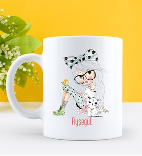 BK Gift Kişiye Özel Fashion Woman Tasarımlı Beyaz Kupa Bardak