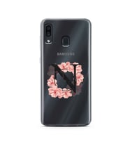 Pembe Çiçekli Harf Tasarım Süper Şeffaf Silikon Telefon Kılıfı Samsung A30 N-Har