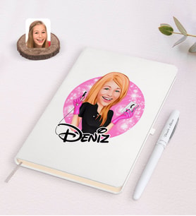 BK Gift Kişiye Özel Kadın Güzellik Uzmanı Karikatürlü Beyaz Defter ve Kalem Hediye Seti-3