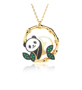Mineli Panda Altın Kaplama Gümüş Kolye