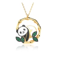 Mineli Panda Altın Kaplama Gümüş Kolye