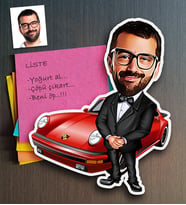 BK Gift Kişiye Özel Bay Patron Karikatürlü Ahşap Magnet-1 (Çok Renkli)