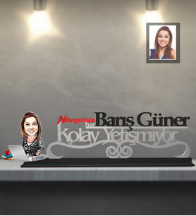 Kişiye Özel İş Kadını Karikatürlü Kolay Yetişmiyor Ahşap Biblo Bayan-4