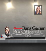 Kişiye Özel İş Kadını Karikatürlü Kolay Yetişmiyor Ahşap Biblo Bayan-4