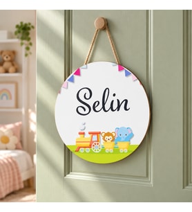 Meşgalem Fil ve Aslan Trende Temalı Kişiye Özel Kapı Süsü