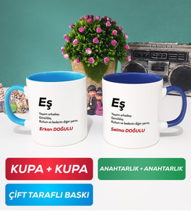 İkili Eş Kupa Bardak Mavi Lacivert