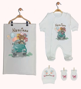 Pia Baby Gl 1935-03 İsme Özel Battaniyeli Tulum Set