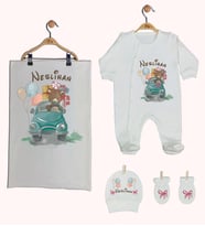 Pia Baby Gl 1935-03 İsme Özel Battaniyeli Tulum Set