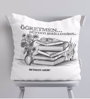 BK Gift Kişiye Özel Öğretmen Beyaz Yastık-1