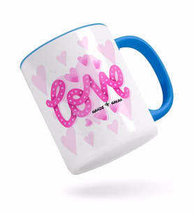BK Gift Kişiye Özel Love Tasarımlı Mavi Kupa Bardak-6