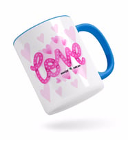 BK Gift Kişiye Özel Love Tasarımlı Mavi Kupa Bardak-6