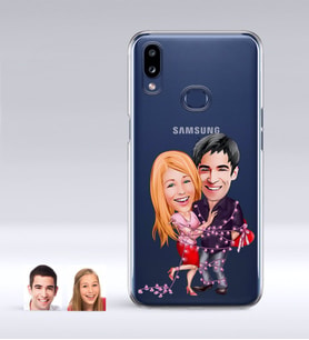 BK Gift Kişiye Özel Sevgililer Karikatürlü Samsung Galaxy A10s İnce Şeffaf Silikon Telefon Kapağı-2 (Beyaz)