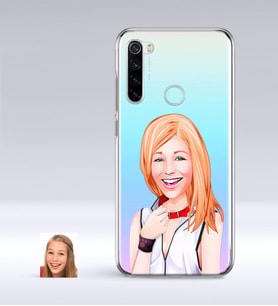 BK Gift Kişiye Özel Bayan Karikatürlü Xiaomi Redmi Note 8 İnce Şeffaf Silikon Telefon Kapağı-35 (Beyaz)