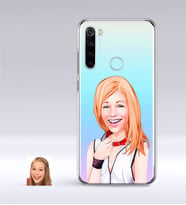 BK Gift Kişiye Özel Bayan Karikatürlü Xiaomi Redmi Note 8 İnce Şeffaf Silikon Telefon Kapağı-35 (Beyaz)