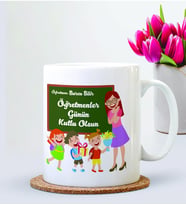 BK Gift Kişiye Özel Öğretmenler Günü 6 Temalı  Beyaz Kupa Bardak