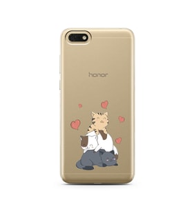 Kedi Kardeşler Tasarımlı Süper Şeffaf Silikon Telefon Kılıfı Huawei Honor 7s-Y5 