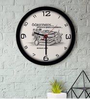 BK Gift Kişiye Özel Öğretmen Ahşap Duvar Saati-1 (Beyaz)