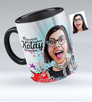BK Gift Kişiye Özel Bayan Karikatürlü Siyah Kupa Bardak  8