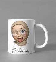 Emoji Kız Tesettürlü Stiker Kupası Kişiye Özel