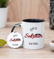 Sekreter Siyah Kupa Bardak Ve Anahtarlık Set