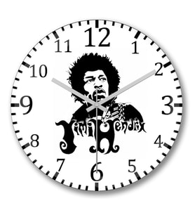 Jimi Hendrix Duvar Saati Bombeli Gercek Cam