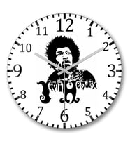 Jimi Hendrix Duvar Saati Bombeli Gercek Cam