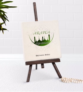 BK Gift Kişiye Özel Arapça Öğretmeni Şovaleli Doğal Taş-2 (Beyaz)