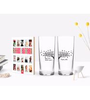 BK Gift Kişiye Özel Renkli Baskılı Hayat Kısa Kuşlar Uçuyor Tasarımlı İkili Rakı Bardağı ve Rakı Cep Kitabı Hediye Seti-1 (Model 1)
