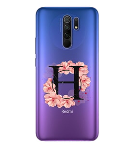 Pembe Çiçekli Harf Tasarım Süper Şeffaf Silikon Telefon Kılıfı Xiomai Redmi 9 H-