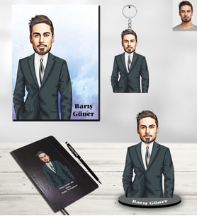 Kişiye Özel Kolay Yetişmiyor Karikatürlü 5 li Hediye Seti Model-1