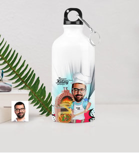 BK Gift Kişiye Özel Bay Kebapçı Ustası Karikatürlü Metal Suluk 500 Ml 1