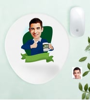 BK Gift Kişiye Özel Bay Dünyanın En İyi Öğretmeni Karikatürlü Bilek Destekli Mouse Pad (Beyaz)