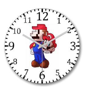 Mario Pixel Duvar Saati Bombeli Gercek Cam