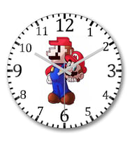 Mario Pixel Duvar Saati Bombeli Gercek Cam