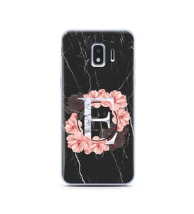 Mermer Çiçekli Harf Tasarım Süper Şeffaf Silikon Telefon Kılıfı Samsung J2 Pro (